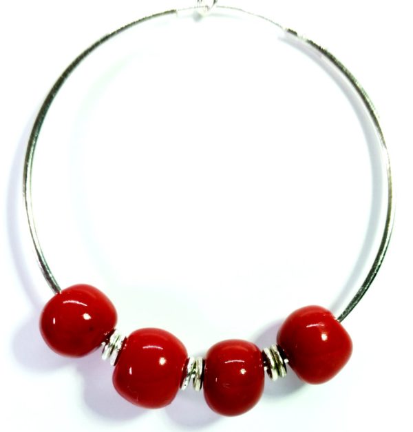 Bright Red 4cm Hoop ( Hook earring)