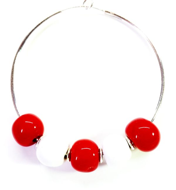 Bright Red/White 4.5cm Hoop (hook earring)