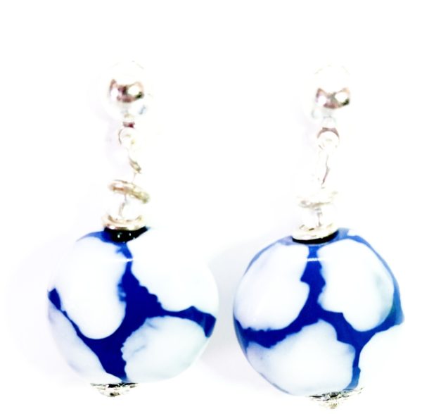 Navy Blue & White Giraffe tombola earrings