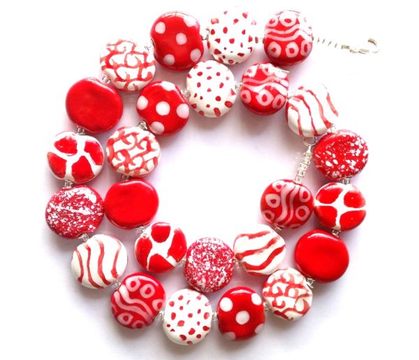 Red & White Kaleidoscope Smartie Necklace