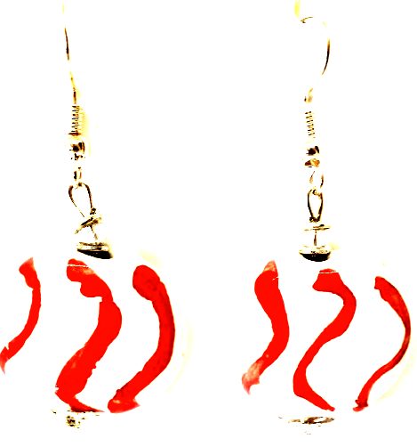 White with Red Swirl Smartie earring